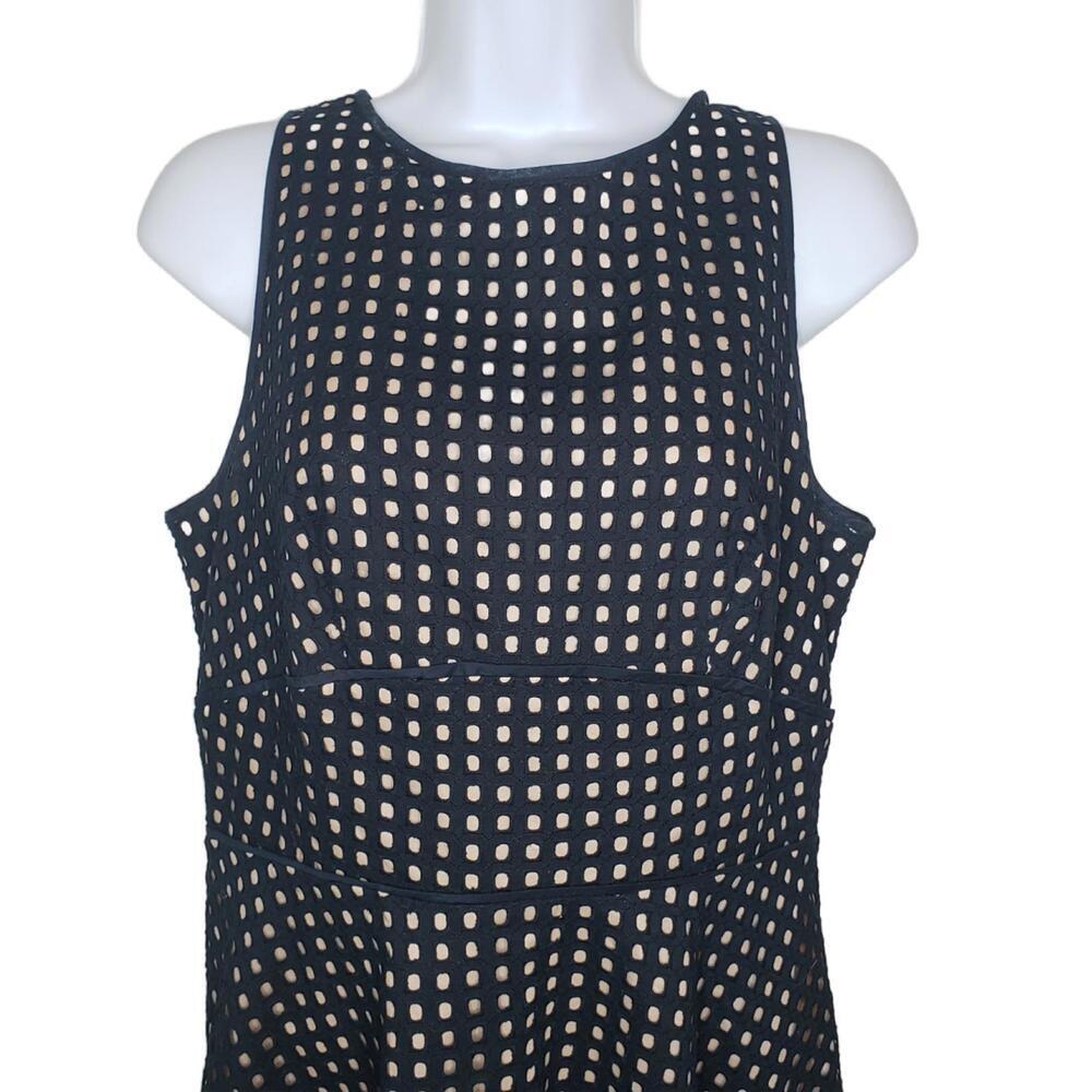 Loft Women's Sz 6 Black/Nude Eyelet Fit Flare Mini Dress(1790) - Picture 3 of 8